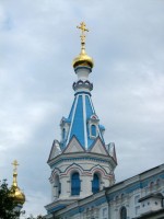 Skats uz Daugavpils Sv. mocekļu Borisa un Gļeba katedrāles zvanu torni